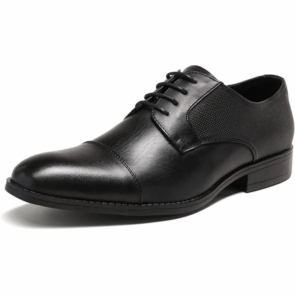 NEW BRUNO MARC men's lace up faux leather oxford dress shoes in black